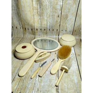 Vintage Ivaleur Cream Celluloid Vanity Dresser Set 9pcs